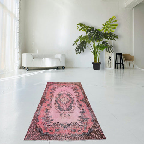 Roze vintage vloerkleed - 200x113 cm - HANDGEMAAKT