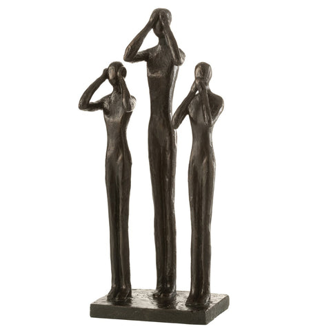 J-Line Figuren Horen/Zien/Zwijgen Poly Donkerbruin