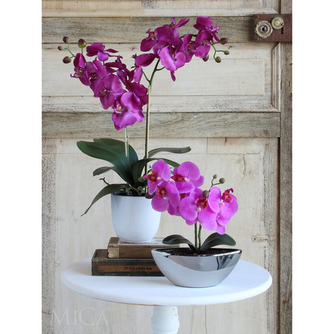 Phalaenopsis Kunstplant in Bloempot Tusca - H66 x Ø38 cm - Paars