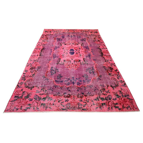 Roze vintage vloerkleed - 277x170 cm - HANDGEMAAKT