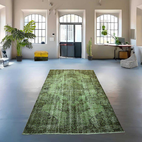 Groen vintage vloerkleed - 257x163 cm - HANDGEMAAKT