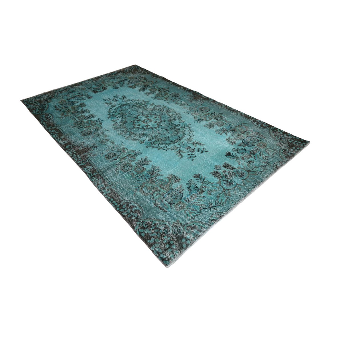 Turquoise vintage vloerkleed - 267x168 cm - HANDGEMAAKT