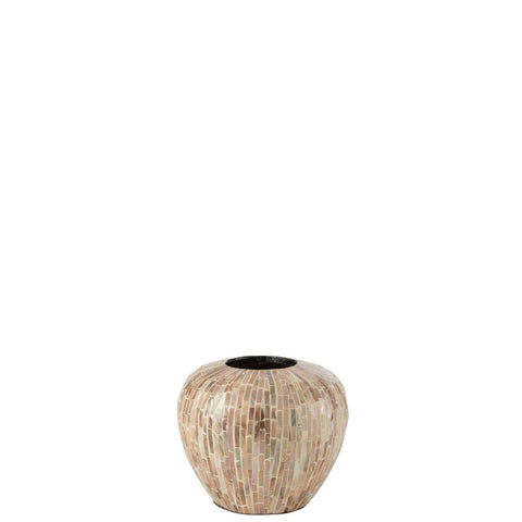 J-Line vaas Nuye Bol - schelpen/bamboe - beige