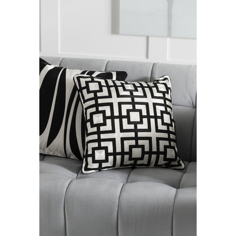 J-Line kussen Milano - textiel - wit/zwart