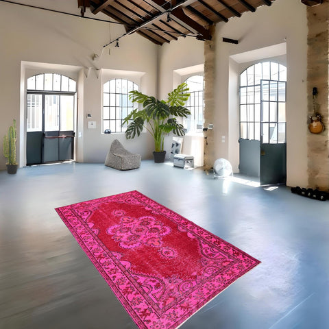 Roze vintage vloerkleed - 268x160 cm - HANDGEMAAKT