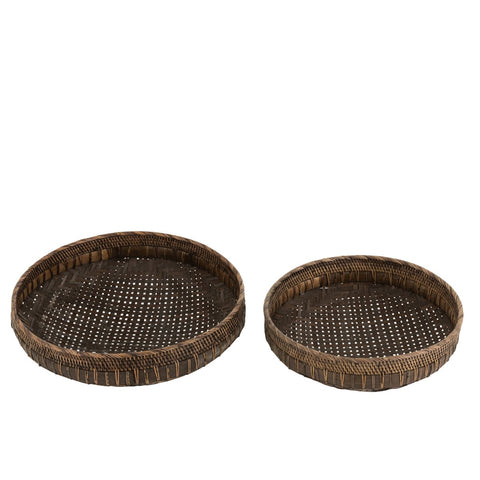 J-Line schalen Rond - rotan - zwart