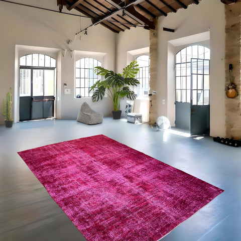 Roze vintage vloerkleed - 312x205 cm - HANDGEMAAKT