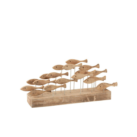 J-Line Vissen 19 Op Voet Albasia Hout Licht Naturel