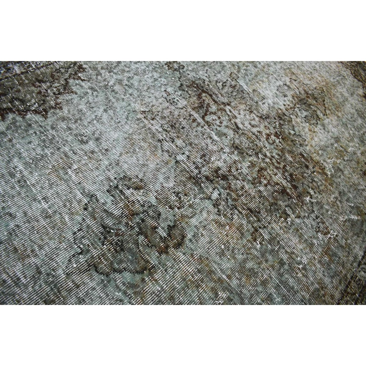 Groen grijs vintage vloerkleed - 268x164 cm - HANDGEMAAKT