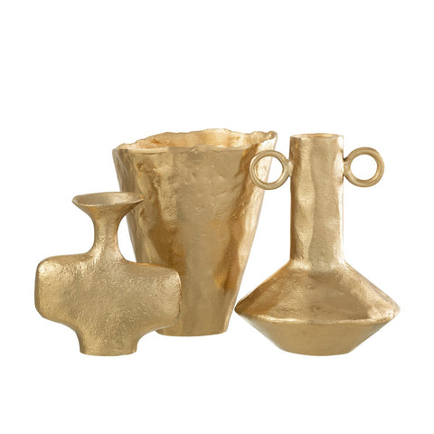 J-Line vaas Onregelmatig - bloemenvaas - aluminium - goud - 27 cm