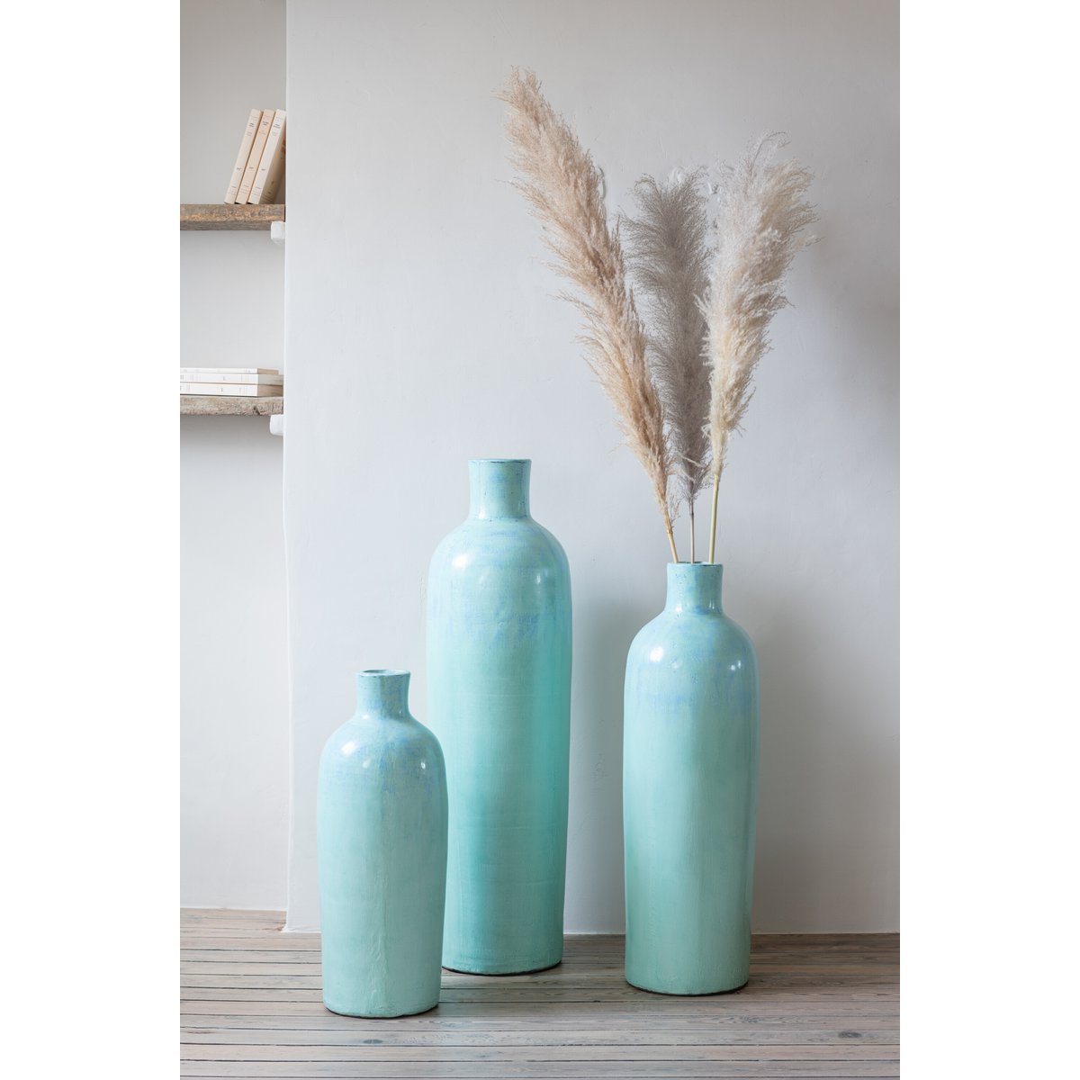 J-Line Vaas Justine Terracotta Blauw Small