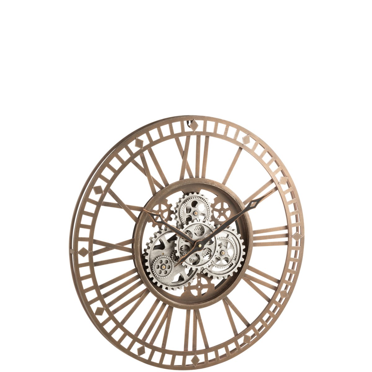 J-Line Radars Romeinse Cijfers klok - metaal - goud - Ø 7 cm