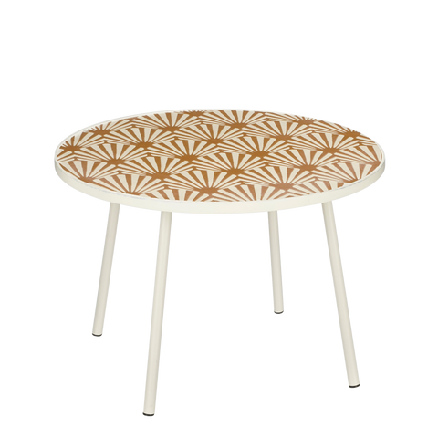Odile Bijzettafel voor Buiten - H38 x Ø58 cm - Metaal - Bruin, Wit