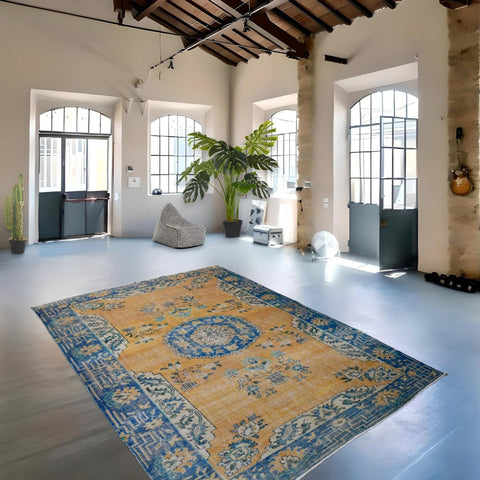 Boho vintage vloerkleed - 277x208 cm - HANDGEMAAKT