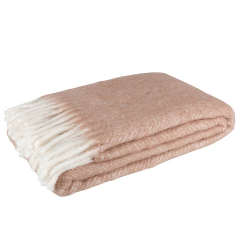 J-Line Plaid alpha - polyester - roze/ wit - 160 x 130 cm