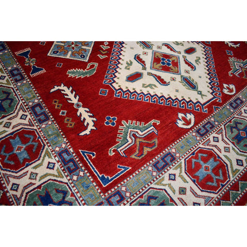 Rood kazak vloerkleed - 293x204 cm - HANDGEMAAKT