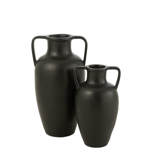 J-Line vaas 2 Armen Terracotta - keramiek - zwart - large