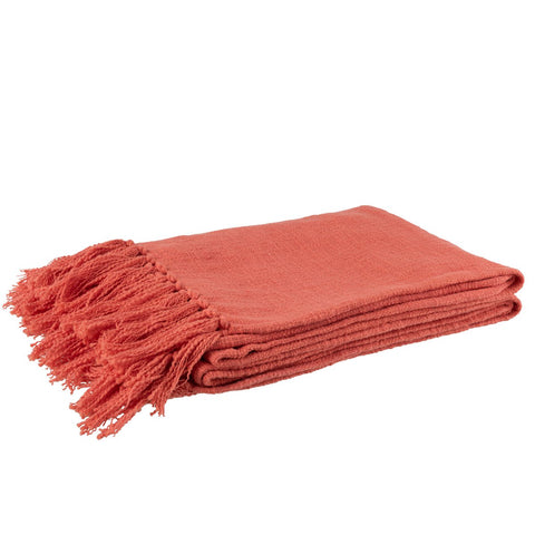 J-Line Plaid - katoen - roze - 195 x 137 cm
