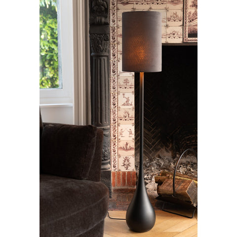 J-Line Lamp Druppel Ijzer/Fluweel Zwart/Grijs Large