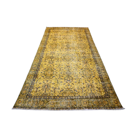 Geel vintage vloerkleed - 214x109 cm - HANDGEMAAKT