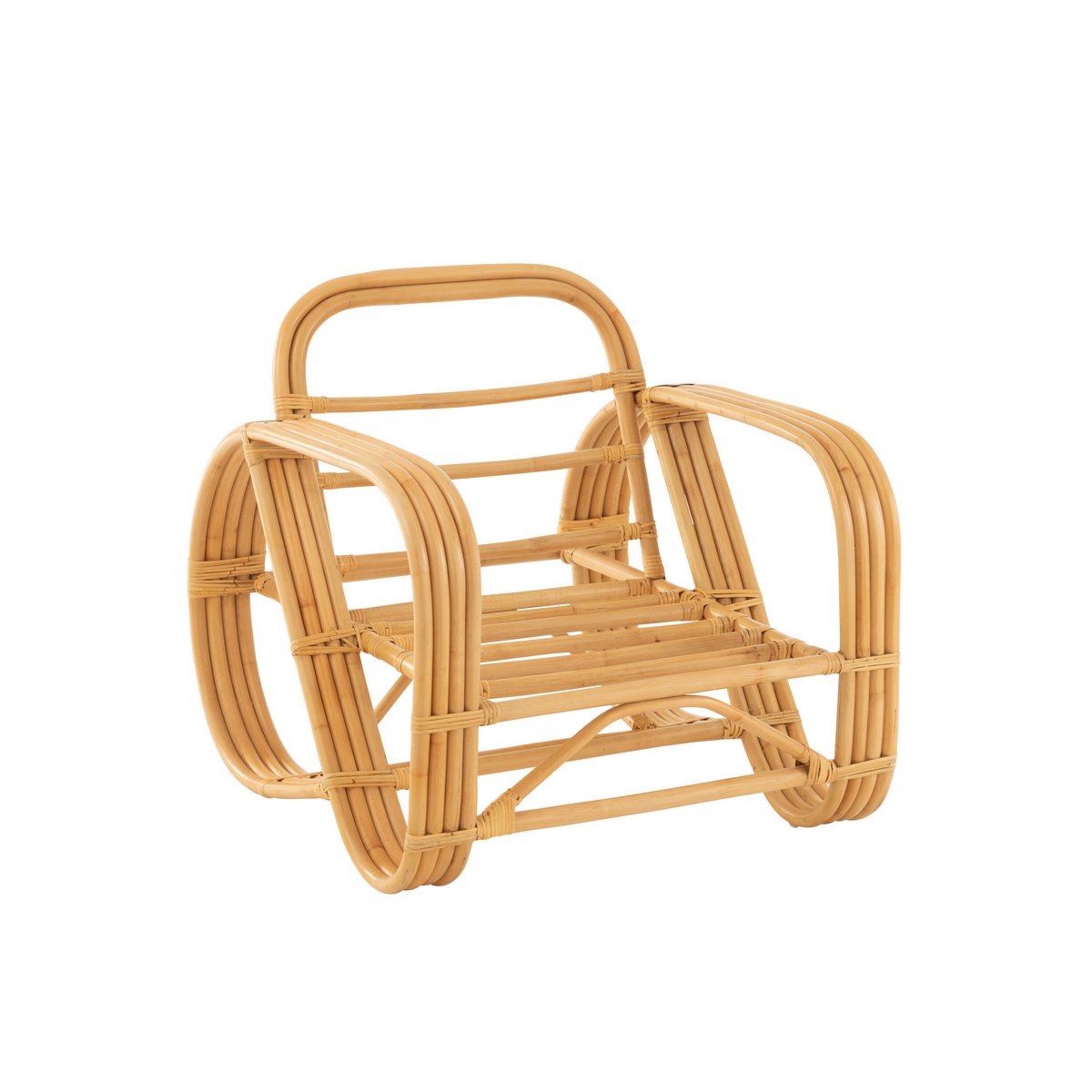 J-Line armstoel + kussen - jute/textiel - naturel/wit