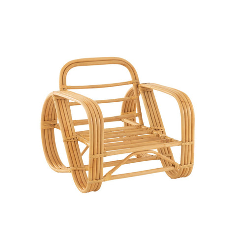 J-Line armstoel + kussen - jute/textiel - naturel/wit