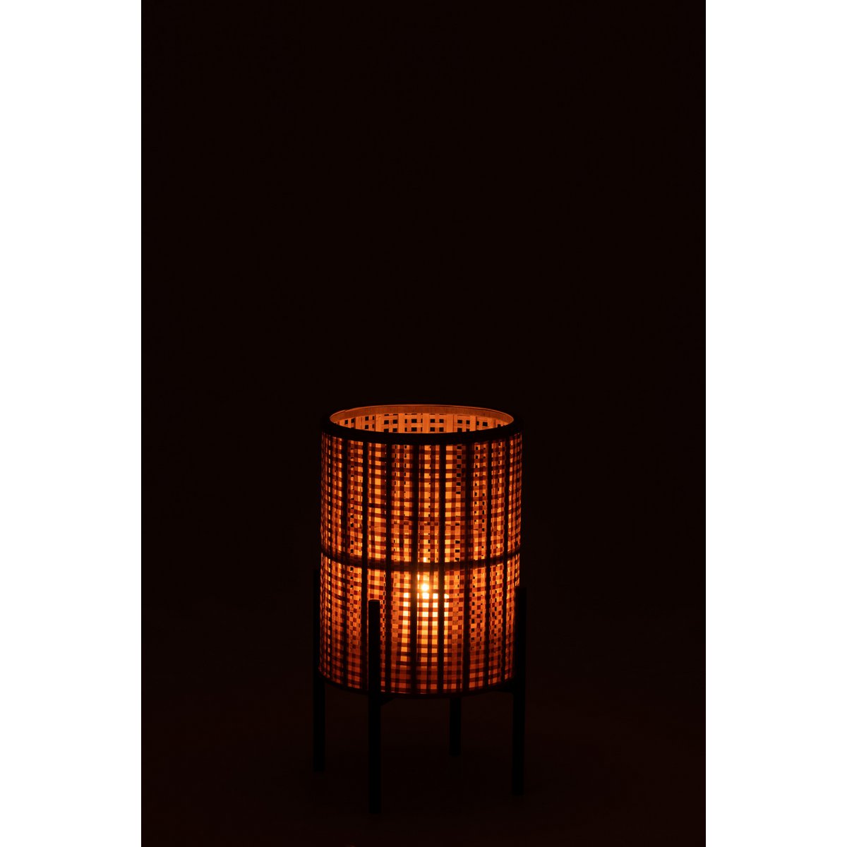 J-Line lantaarn Op Voet - bamboe - naturel - small