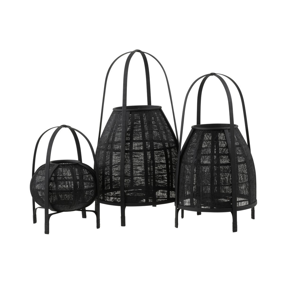J-Line lantaarn Kap - bamboe - zwart - large