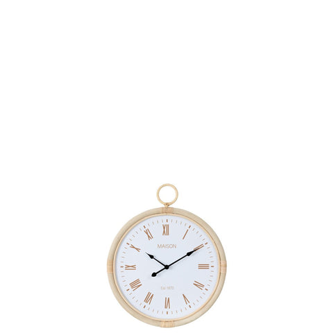 J-Line horloge Murale Kyr - rotin - naturel/blanc - small