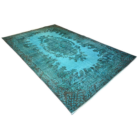 Turquoise vintage vloerkleed - 322x207 cm - HANDGEMAAKT