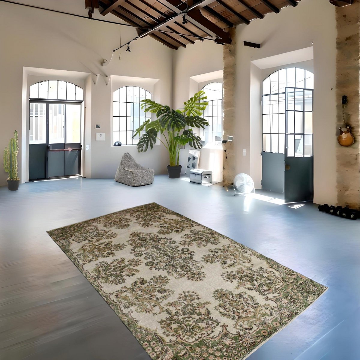 Beige vintage vloerkleed - 281x165 cm - HANDGEMAAKT