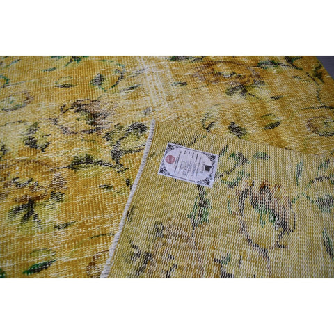 Geel vintage vloerkleed - 202x100 cm - HANDGEMAAKT