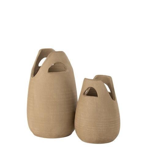 J-Line vaas Handvat - keramiek - beige - large