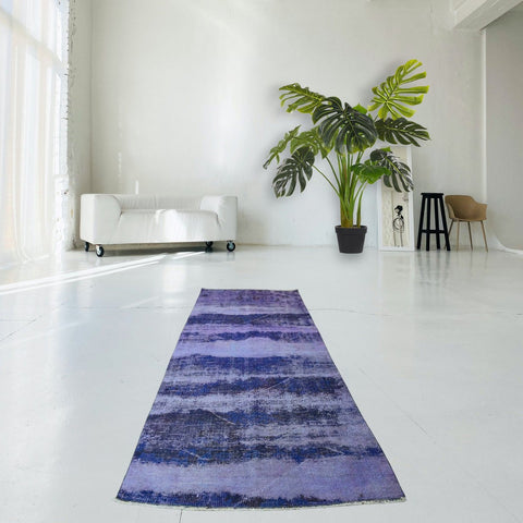 Blauw vintage vloerkleed - 274x114 cm - HANDGEMAAKT