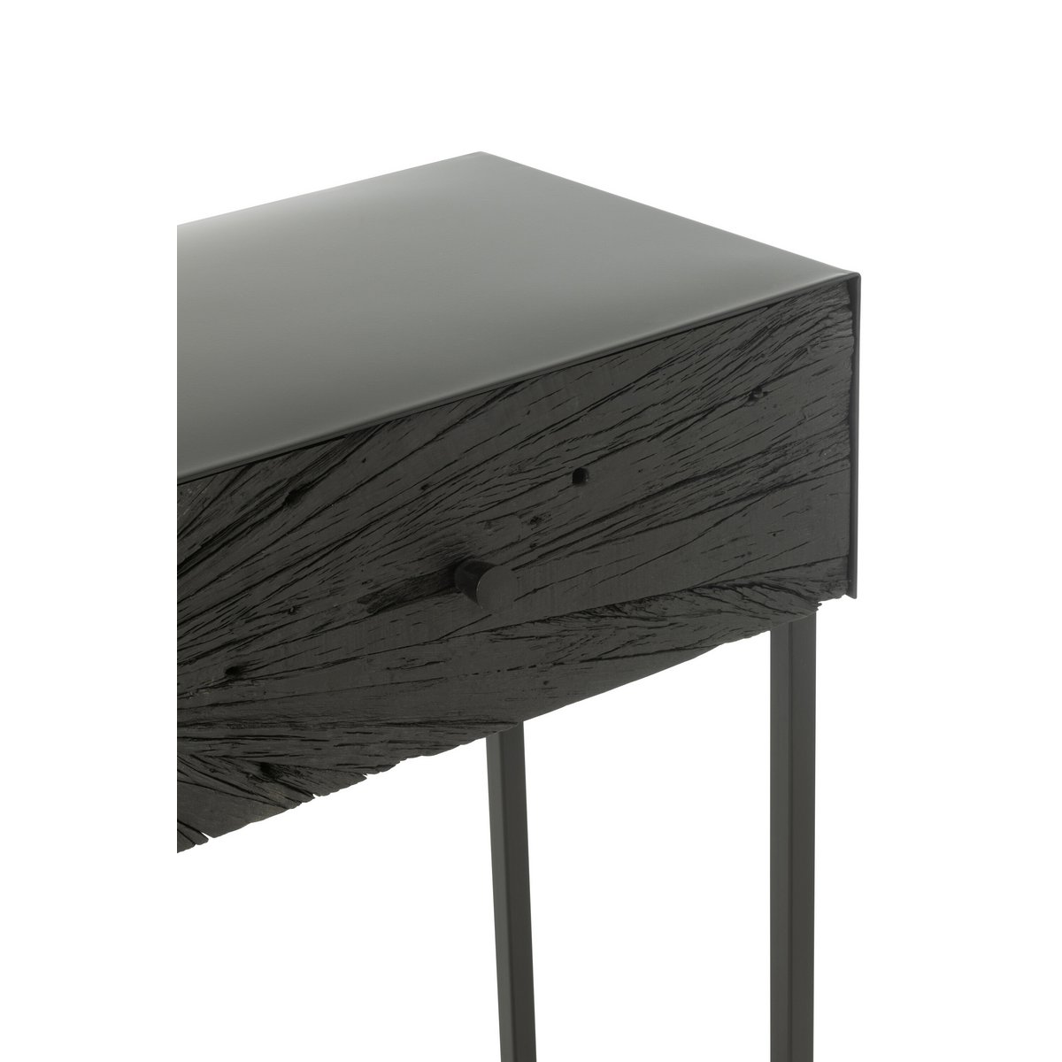J-Line Console Shanil Hout/Ijzer Zwart