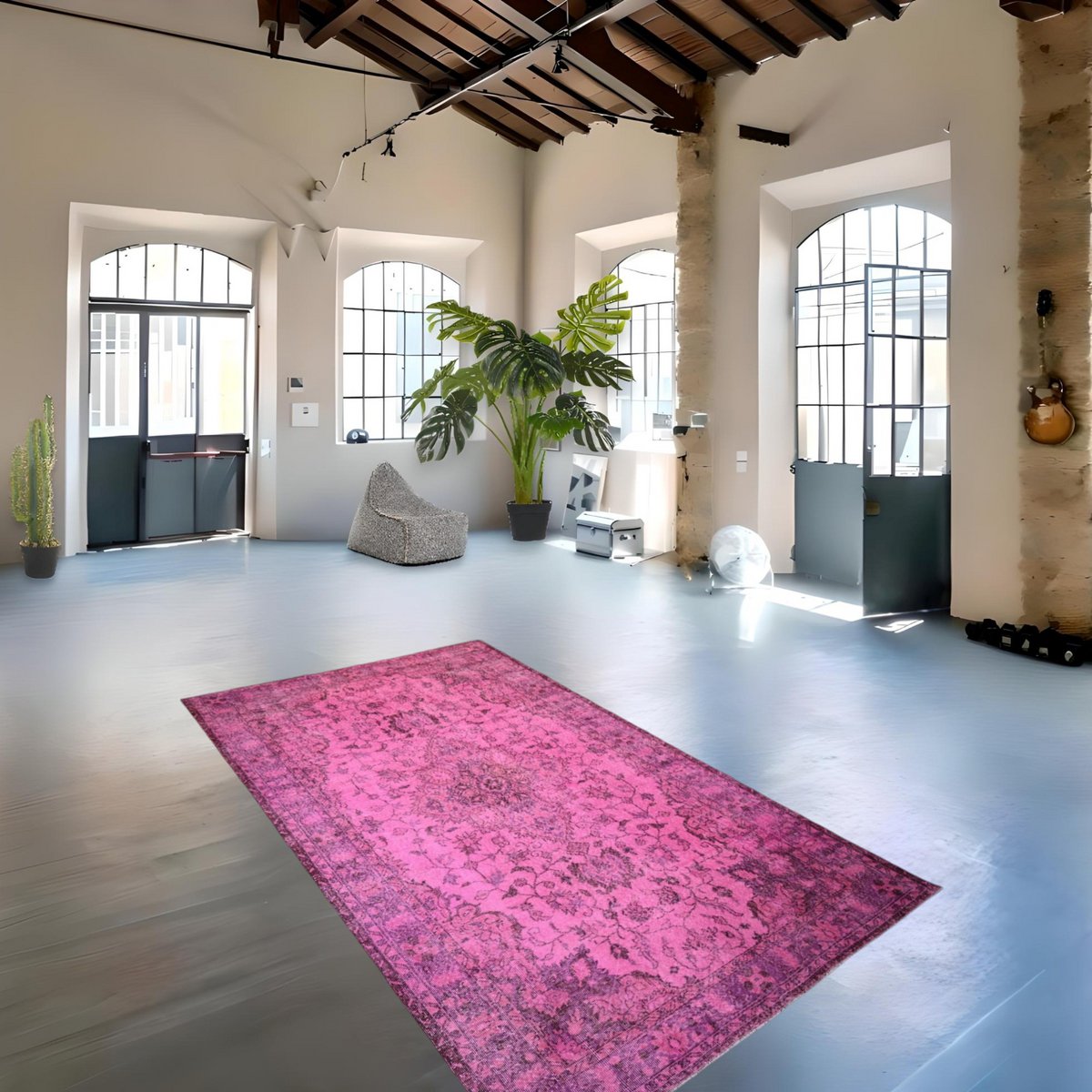 Roze vintage vloerkleed - 300x184 cm - HANDGEMAAKT