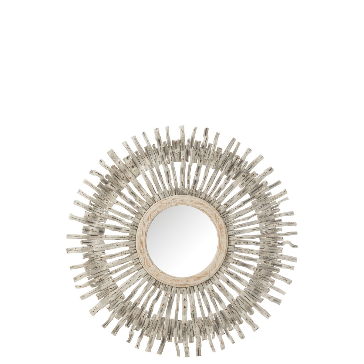 J-Line Spiegel Rond Zon Hout Whitewash