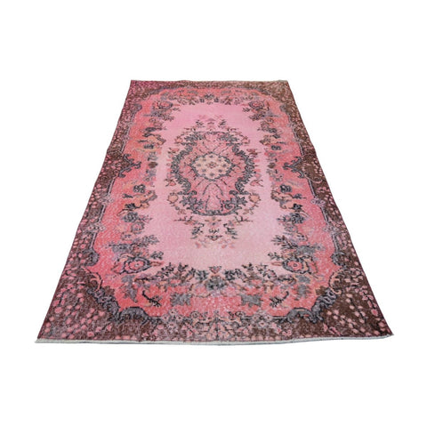 Roze vintage vloerkleed - 200x113 cm - HANDGEMAAKT