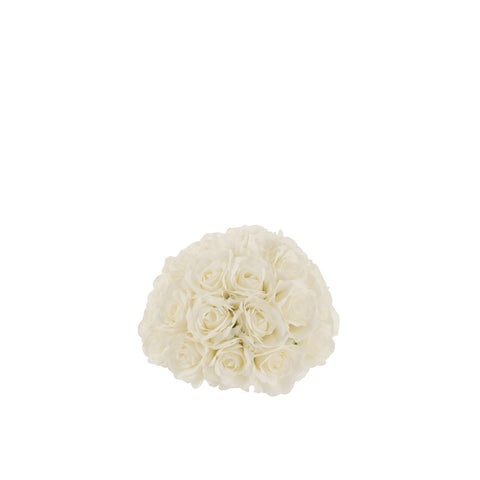 J-Line Bloembol Half Rozen Plastiek Wit Small