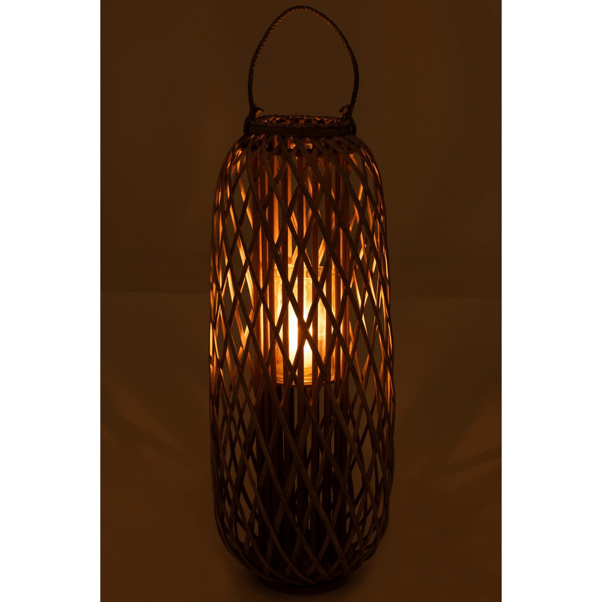 J-Line lantaarn Willow - hout - grijs - large