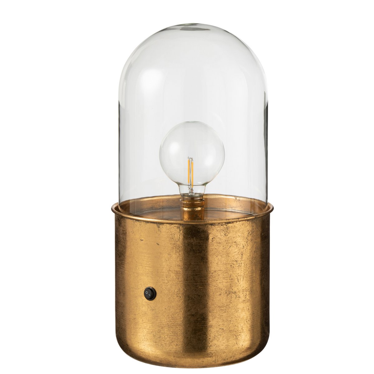 J-Line tafellamp Antiek - glas/zink - goud - large - LED lichtjes