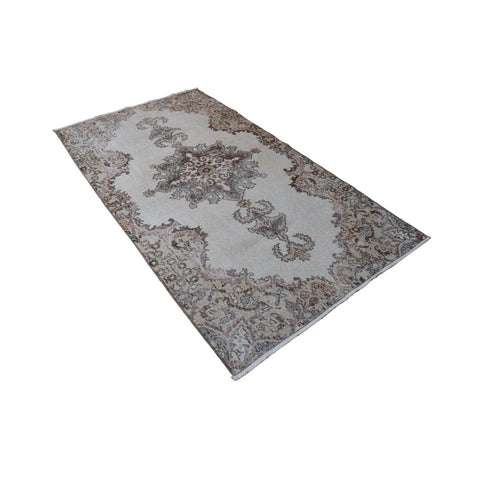 Beige vintage vloerkleed - 212x115 cm - HANDGEMAAKT
