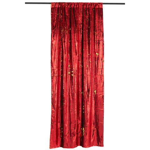 J-Line Gordijn Omkeerbaar Sequin Rood/Goud
