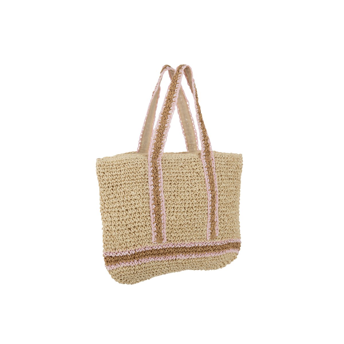 J-Line Draagtas Bruin/Roze Handvat Papier Naturel/Roze