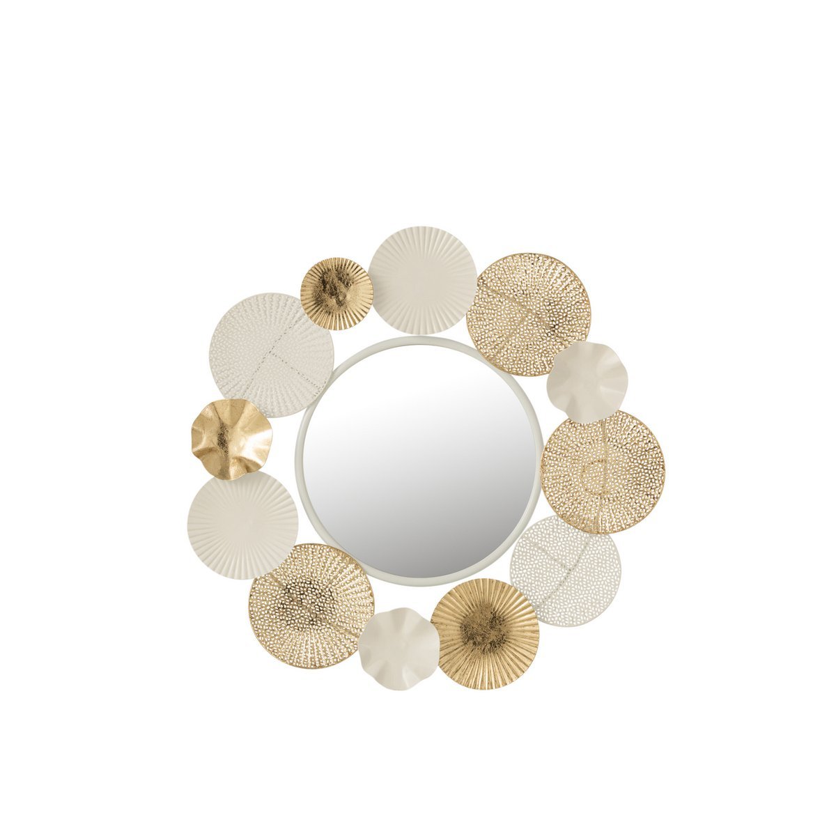 J-line spiegel Rond Cirkels - metaal - wit/goud