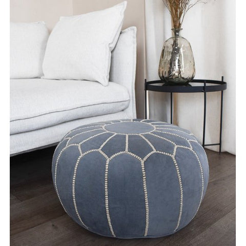 Fluwelen poef - denimblauw