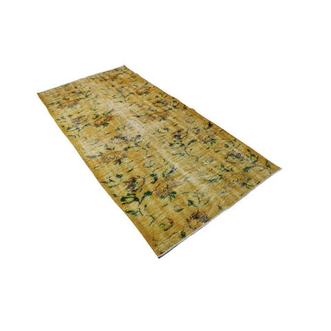 Geel vintage vloerkleed - 202x100 cm - HANDGEMAAKT