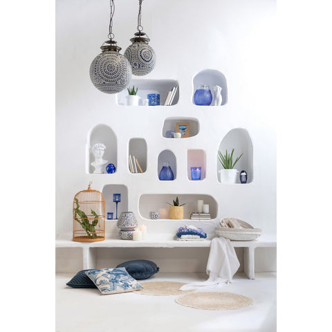 J-Line schalen Rond - rotan - wit