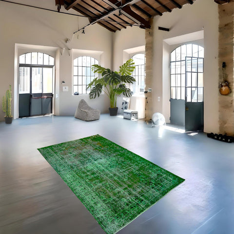 Groen vintage vloerkleed - 270x180 cm - HANDGEMAAKT