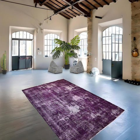 Paars vintage vloerkleed - 267x165 cm - HANDGEMAAKT